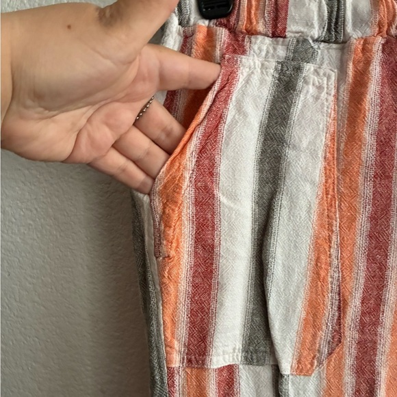 Indigo Rein Linen Blend Striped Women's Crop Pants L - Picture 4 of 11